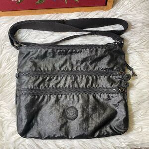 Kipling Alvar Crossbody Bag Shiny Black Unisex Adjustable Strap